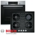 Produktbild: BOSCH Backofen-Set Gasherd Herdset Autark BOSCH Elektro Backofen + GAS Glas Kochfeld