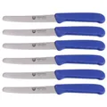 Produktbild: GRÄWE Tafelmesser 6 Stück, Messerset zum Schneiden, 6er Pack Brötchenmesser, Frühstücksmesser mit einseitigem Wellenschliff, Brotmesser, scharfe Messer für Brotzeit, 21 cm - Blau