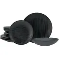 Produktbild: Creatable Tafelservice Waves Black, Anthrazit, Keramik, 12-teilig, Wellen, lebensmittelecht, stapelbar, Essen & Trinken, Geschirr, Geschirr-Sets, Tafelservice