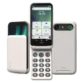 Produktbild: Doro - Aurora A20 Flip Smartphone - Seniorentelefon - Einfach zu bedienen - Hilfetaste mit GPS-Ortung - Hörgerätekompatibel - USB-Kabel im Lieferumfang - Weiß