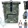 Produktbild: Rucksack Plane Time Bag 24 L Kurierrucksack Roll-Top Herren Jungen Geheimfach Brustgurt Angeln Paintball Jagd Outdoor Safari Army Flecktarn Elephan... - Grün