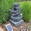 Produktbild: CLGarden Solar Springbrunnen NSP12 mit Akku und LED Beleuchtung für Garten Terrasse Balkon - Grau
