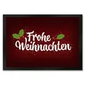 Produktbild: trendaffe - Frohe Weihnachten Fußmatte mit Blätter und Beeren Motiv Winter Advent Punkte rot
