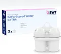 Produktbild: BWT Filterkartuschen SOFT FILTERED WATER EXTRA 3 Stück | Filterkartusche für Wasserfilter | Wasserfilterkartuschen | Filtert Kalk, Chlor, Blei & Kupfer | für Wasserhärte ab 15°dH geeignet