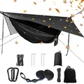 Produktbild: YCD Camping Hängematten Set, Einzel Doppel Hängematte, Moskitonetz, Insektennetz, Regenfliege, hochfestes Fallschirm Stoff Hängebett. Geeignet für Outdoor, Wandern, Camping, Reisen
