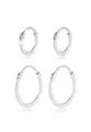 Produktbild: Kuzzoi Herren-Ohrringe Creolen Set rund, 2 Paar Klassik Ohrhänger poliert, Ohrringe für Männer, Creolen aus 925 Sterling Silber, hochwertiges Hoop Ohrring-set für Männer