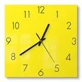Produktbild: DEQORI Glasuhr | 30x30 cm | Unifarben - Gelb | ausgefallene leise Design Uhr aus Glas | Wanduhr für Wohnzimmer & Küche | moderne Hingucker Uhr für die Wand