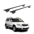 Produktbild: OMAC Dachträger Grundtäger kompatibel mit Skoda Yeti 2009-2013 Pre-FL Aluminium ABE 90kg Schwarz 2tlg Offene Reling für Fahrradträger, Dachboxen, Skiträger Abschließbar