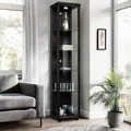 Produktbild: K-Möbel Glasvitrine in Schwarz (176x37x33 cm); Regal Schrank ESG Sammlervitrine