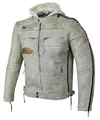 Produktbild: Herren Motorradjacke Lederjacke Biker Jacke mit Protektoren Leder Jacke mit Kapuze Leather Jacket Fashion Jacket Custom (DE/NL/SE/PL, Alphanumerisch, L, Regular, Regular, Weiß)
