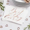 Produktbild: Servietten Best Day Ever weiß / roségold (20 Stück) für Hochzeit Tischdeko Feste