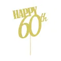 Produktbild: Torten Kuchen Muffin Topper Aufsatz Happy 60th Geburtstag Jubiläum Deko - Gold