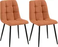Produktbild: CLP 2er Set Esszimmerstuhl Tilde, Küchenstühle gepolstert mit gestepptem Bezug, Polsterstühle mit Metallgestell, bis 150 kg belastbar, Farbe:orange, Material:Stoff