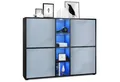 Produktbild: Vladon Highboard Cuba V3 (Highboard, mit 12 Fächern, inkl. RGB LED Beleuchtung), Korpus in Schwarz matt / Fronten in Denim matt (130,5x105,5x35,5 cm)