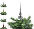 Produktbild: JACK Kunststoff Christbaumspitze Spitze Höhe 28cm, Ø 6cm Weihnachtsbaum Spitze Gold Silber Rot Grau Weiß Glanz, Farbe:Grau