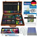 Produktbild: 118 teiliges Malset, Deluxe Malkoffer mit Acrylfarben, Buntstift,