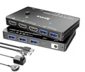 Produktbild: HDMI KVM Switch 2 PC 1 Monitore 8K@60Hz 4K@120Hz, ESKEVE USB3.0 KVM-Switch für 2 PCs, die sich 1 Monitore und 3 USB3.0-Geräte teilen, inkl. USB-Kabel, Netzadapter und Kabelfernbedienung