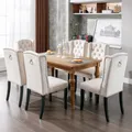 Produktbild: Flieks Esszimmerstuhl 4er Set, Küchenstuhl mit Massivholzbeinen, Polsterstuhl Essstuhl mit Samtbezug, Stuhl für Wohnzimmer Küche, Beige