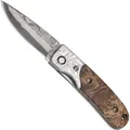 Produktbild: Haller Damast Taschenmesser Wurzelholzgriff 39 Lagen rostfrei Liner Lock
