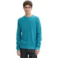 Produktbild: Tom Tailor Herren Rundhals Pullover STRUCTURED CREWNECK COTTON Regular Fit 37094 - Blau Blau S