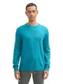 Produktbild: TOM TAILOR Herren Basic Strickpullover aus Baumwolle, 37094 - Turquoise Blue Melange, S
