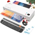 Produktbild: Laminiergerät,Laminiergerät A4 Mit 40Pcs Laminierfolien A4 A5 A6, Buyounger Laminator Mit papierschneider Eckenabrunder FürHeimgebrauch Büro Schule