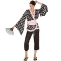 Produktbild: dressforfun tectake Frauenkostüm Geisha | Wundervoller Kimono | Bequeme Hose | inkl. Hüftgürtel und Bindeband mit großer Schleife (S | Nr. 300995)