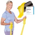 Produktbild: TheraBand 2,50m inkl. Türanker + Tasche gelb | Widerstand 1,3kg | Terrabänder | Gymnastikband | Fitnessband | Stretchband | Heimtraining, Krafttraining, Rückenübungen, Therapie, Reha | 100% Naturlatex