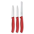 Produktbild: Victorinox Swiss Classic, Küchenmesser Set, 3teilig, Gemüse-, Tomaten- und Frühstücksmesser, Robuster Kunststoffgriff, Rostfreier Stahl, Rot