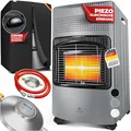 Produktbild: KESSER® 4200 Watt Keramik Piezo Gasheizer inkl. Gasdruckregler Gasschlauch + Schutzhülle, Gasheizofen Heizstrahler Gasheizgerät Infrarot Keramikbrenner, Butan- oder Propangasflaschen bis 15kg, Grau