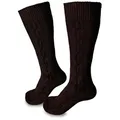 Produktbild: Steigenhöfer Manufaktur Trachtensocken für Herren und Damen – Socken mit Zopfmuster und Edelweißanstecker Oktoberfest Strümpfe aus Baumwolle für Männer & Frauen braun 47-48