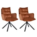 Produktbild: Duhome Esszimmerstuhl 360° Drehbar Loungesessel 2er Set Chenille Stuhl mit Rückstellfunktion für Büro Küche Wohnzimmer Schlafzimmer, Orange