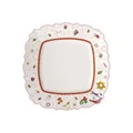 Produktbild: Villeroy & Boch Toy's Delight Eckiger Speiseteller, 28,5 x 28,5 cm, Premium Porzellan, Weiß/Rot