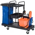 Produktbild: HOMCOM Putzwagen Reinigungswagen Wischwagen Systemwagen mit 4 leichtgängigen Rollen Schwarz+Blau+Orange 111 × 63,3 × 103 cm - Schwarz/Blau/Orange