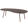 Produktbild: FineBuy Couchtisch Akazie Grey Massivholz 122 cm · Wohnzimmertisch in Nierenform Metallbeinen · Handgefertigter Design Tisch Retro organische Form Grau