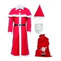 Produktbild: Weihnachtsmann Kostüm Set 6-teilig mehrteilig inklusive Geschenke-Sack Idena®