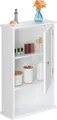 Produktbild: Relaxdays Badschrank, 3 Fächer, Lamellentür, geringe Tiefe, HBT 70 x 42 x 16,5 cm, platzsparend, Badezimmerschrank, weiß