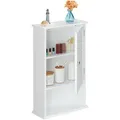 Produktbild: Badschrank, 3 Fächer, Lamellentür, Geringe Tiefe, Hbt 70 X 42 X 16,5 Cm, Platzsparend, Badezimmerschrank, Weiß - Relaxdays