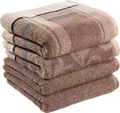 Produktbild: Erwin Müller Handtuch-Set 4er-Pack braun Größe 50x100 cm - Ludwigsburg - 100% Baumwolle - kuschelweich, saugstark, voluminös - praktisch durch beidseitige Schlaufen (weitere Farben)