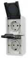 Produktbild: Gira 478030 SCHUKO-Doppelsteckdose 16 A 250 V~ senkrecht mit Klappdeckel WG AP, Grau