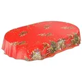 Produktbild: ANRO Tischdecke Wachstuchtischdecke Gartentischdecke Wachstischdecke (Einzelstück 1-tlg), Glatt 140x180cm Oval wasserabweisend mit Saum rot Oval | 140 cm x 180 cm x 0.25 mm