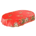 Produktbild: ANRO Wachstuchtischdecke Wachstuch Wachstischdecke Tischdecke Weihnachten Weihnachtsmann Rot Sterne Oval 180x140cm eingefasst