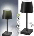 Produktbild: Tischleuchte mit Touchfunktion | Nachttischlampe aufladbar mit USB Kabel | Helligkeit regulierbar mit Touch | warmweiß | inkl. Ladekabel (1x Tischleuchte Lampenschirm schwarz)
