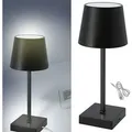 Produktbild: Tischleuchte Indoor Akku Tischlampe Dimmbar 3-stufen Nachttischleuchte Usb, Schwarz, Led Warmweiß, Lxbxh 10,5x10,5x26 Cm