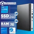 Produktbild: Mini PC Computer Desktop Usdt Tiny HP 800 G4 i5 8a 16GB 240GB W11 Aufbereitet