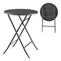 Produktbild: [en.casa] Klapptisch Mark Gartentisch Campingtisch klappbar 60 x 74 cm rund Picknicktisch Outdoor Rattanoptik, Schwarz