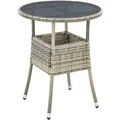 Produktbild: Juskys Polyrattan Gartentisch Yoro Rund Grau 60 cm