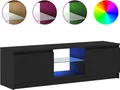 Produktbild: vidaXL TV-Schrank mit LED-Leuchten Schwarz Eichen-Optik 120x30x36 cm