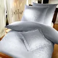 Produktbild: Curt Bauer Mako-Brokat Damast Bettwäsche Florenz perlgrau 135x200 cm + 80x80 cm - grau