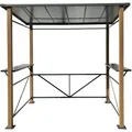 Produktbild: Leco Aluminium Luxus-Grillpavillon in Holzoptik,anthrazit-grautransparent,2,35 x 1,50 x 2,27 m (L x B x H)